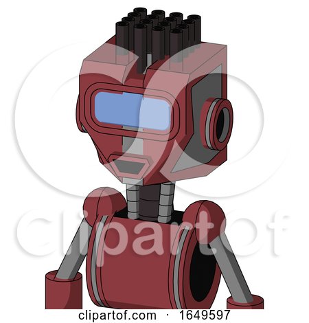 Red Mech with Mechanical Head and Happy Mouth and Large Blue Visor Eye and Pipe Hair by Leo Blanchette