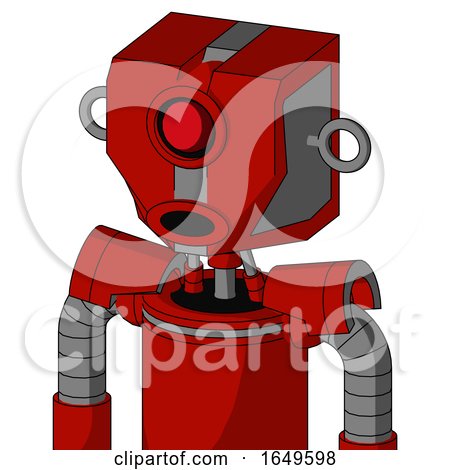 Red Mech with Mechanical Head and Round Mouth and Cyclops Eye by Leo Blanchette