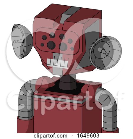 Red Mech with Mechanical Head and Teeth Mouth and Bug Eyes by Leo Blanchette