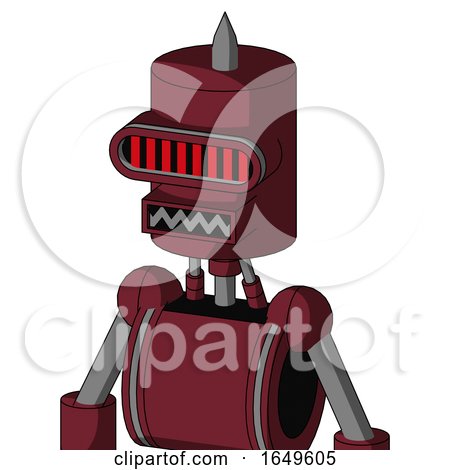 Red Droid with Cylinder Head and Square Mouth and Visor Eye and Spike Tip by Leo Blanchette