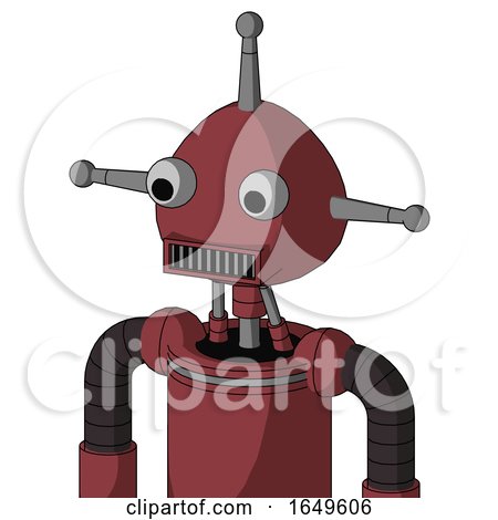 Red Mech with Rounded Head and Square Mouth and Two Eyes and Single Antenna by Leo Blanchette