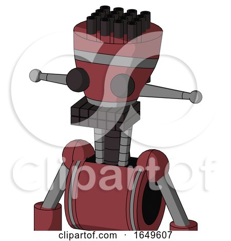 Red Mech with Vase Head and Keyboard Mouth and Two Eyes and Pipe Hair by Leo Blanchette