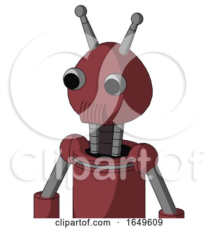 Red Mech with Rounded Head and Speakers Mouth and Two Eyes and Double Antenna by Leo Blanchette