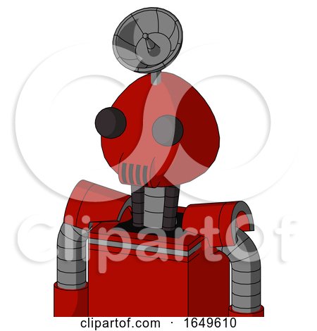 Red Mech with Rounded Head and Speakers Mouth and Two Eyes and Radar Dish Hat by Leo Blanchette