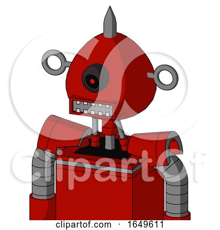 Red Mech with Rounded Head and Square Mouth and Black Cyclops Eye and Spike Tip by Leo Blanchette