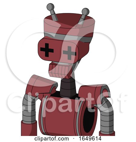Red Mech with Vase Head and Toothy Mouth and Plus Sign Eyes and Double Antenna by Leo Blanchette