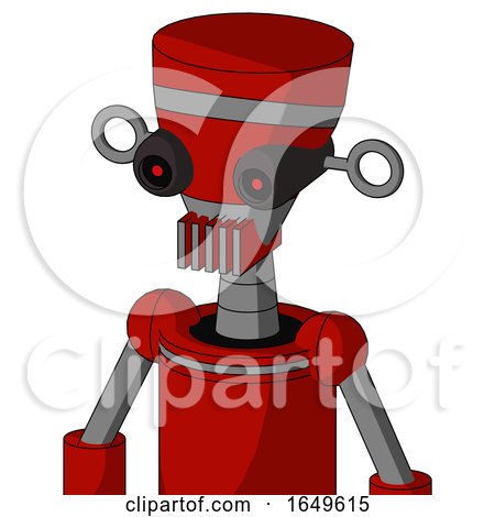 Red Mech with Vase Head and Vent Mouth and Black Glowing Red Eyes by Leo Blanchette