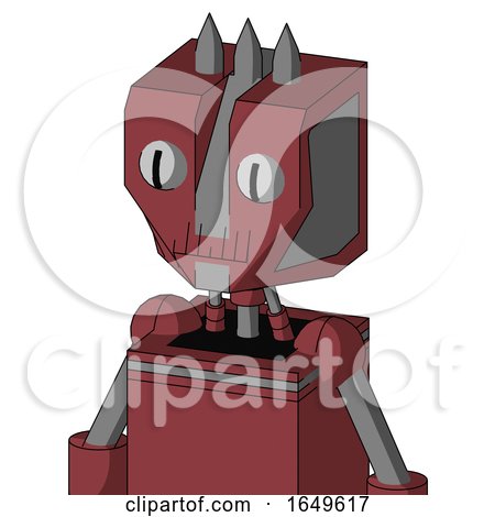 Red Mech with Mechanical Head and Toothy Mouth and Two Eyes and Three Spiked by Leo Blanchette