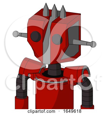 Red Mech with Mechanical Head and Two Eyes and Three Spiked by Leo Blanchette