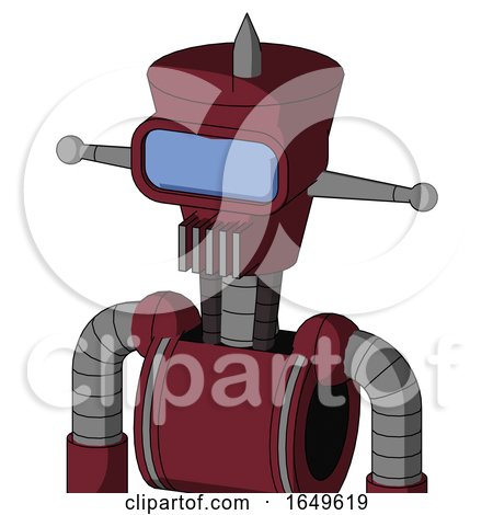 Red Droid with Cylinder-Conic Head and Vent Mouth and Large Blue Visor Eye and Spike Tip by Leo Blanchette