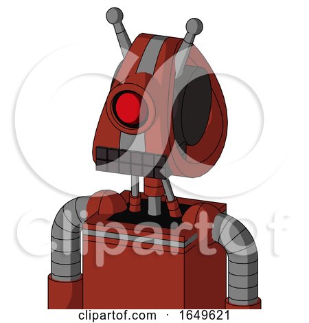 Red Automaton with Droid Head and Keyboard Mouth and Cyclops Eye and Double Antenna by Leo Blanchette