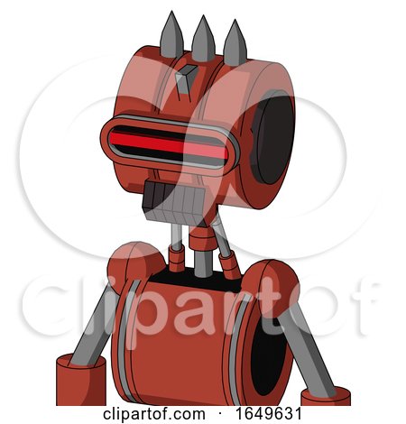 Red Automaton with Multi-Toroid Head and Dark Tooth Mouth and Visor Eye and Three Spiked by Leo Blanchette