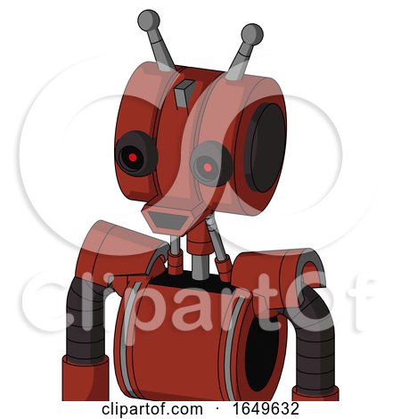 Red Automaton with Multi-Toroid Head and Happy Mouth and Black Glowing Red Eyes and Double Antenna by Leo Blanchette
