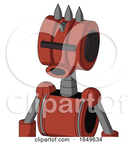 Red Automaton with Multi-Toroid Head and Round Mouth and Black Visor Cyclops and Three Spiked by Leo Blanchette