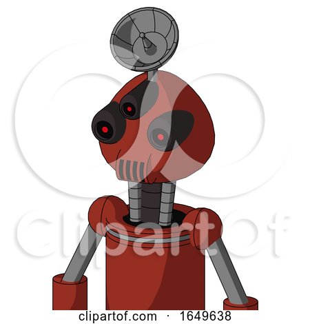 Red Automaton with Rounded Head and Speakers Mouth and Three-Eyed and Radar Dish Hat by Leo Blanchette