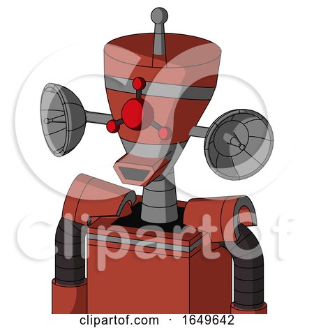 Red Automaton with Vase Head and Happy Mouth and Cyclops Compound Eyes and Single Antenna by Leo Blanchette