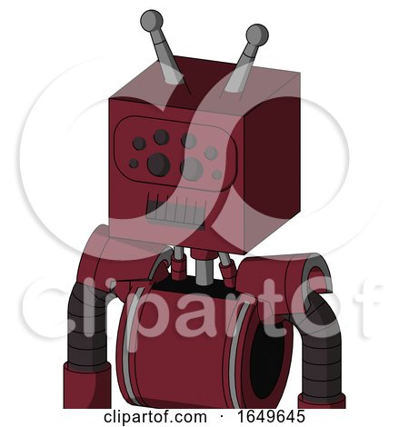 Red Droid with Box Head and Dark Tooth Mouth and Bug Eyes and Double Antenna by Leo Blanchette
