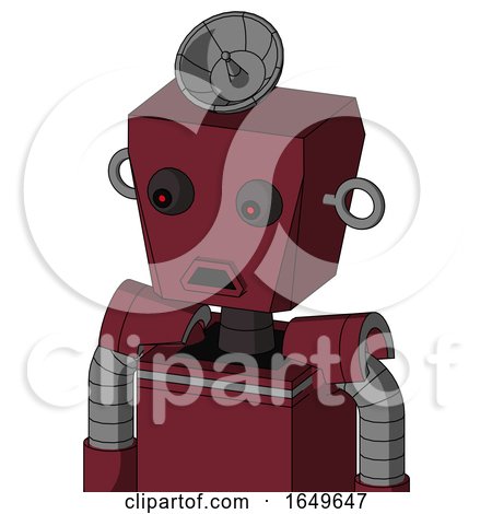 Red Droid with Box Head and Sad Mouth and Red Eyed and Radar Dish Hat by Leo Blanchette