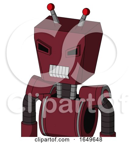 Red Droid with Box Head and Teeth Mouth and Angry Eyes and Double Led Antenna by Leo Blanchette