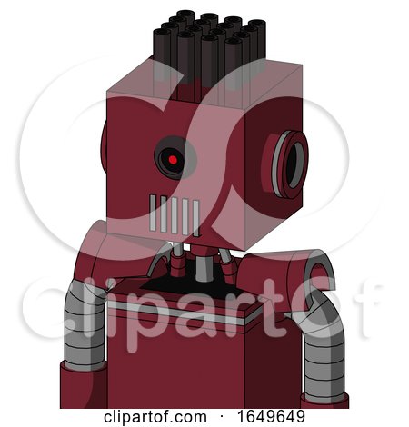 Red Droid with Box Head and Vent Mouth and Black Cyclops Eye and Pipe Hair by Leo Blanchette