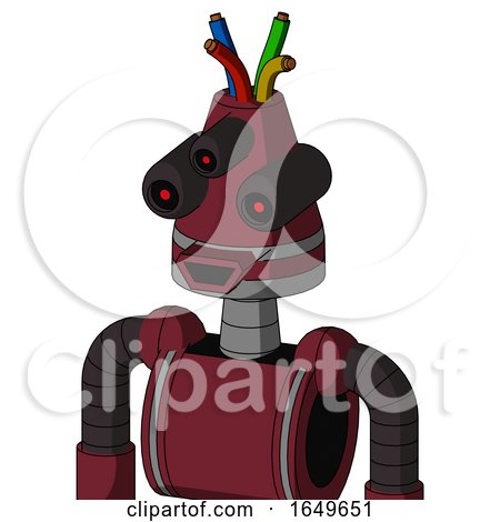 Red Droid with Cone Head and Happy Mouth and Three-Eyed and Wire Hair by Leo Blanchette