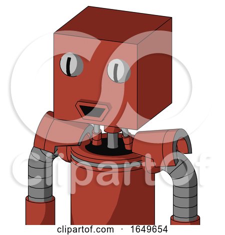 Red Automaton with Box Head and Happy Mouth and Two Eyes by Leo Blanchette