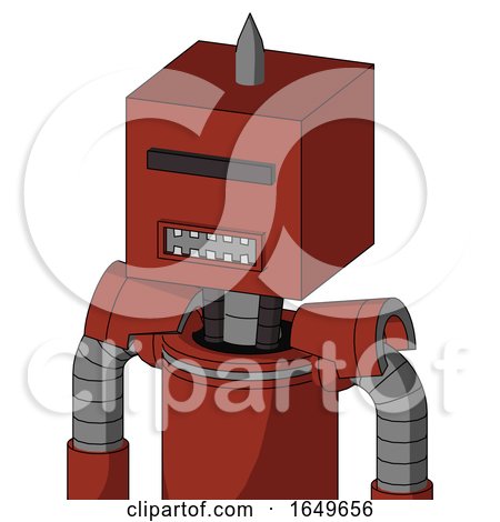 Red Automaton with Box Head and Square Mouth and Black Visor Cyclops and Spike Tip by Leo Blanchette