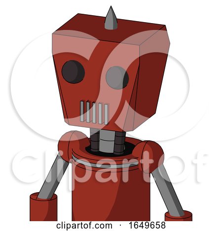 Red Automaton with Box Head and Vent Mouth and Two Eyes and Spike Tip by Leo Blanchette