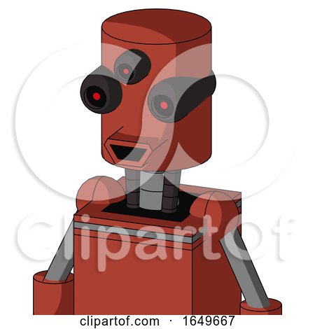 Red Automaton with Cylinder Head and Happy Mouth and Three-Eyed by Leo Blanchette
