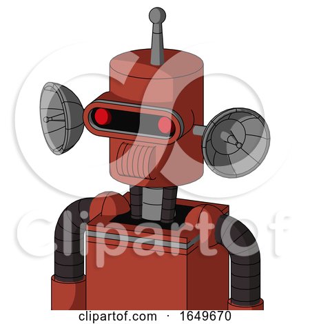 Red Automaton with Cylinder Head and Speakers Mouth and Visor Eye and Single Antenna by Leo Blanchette
