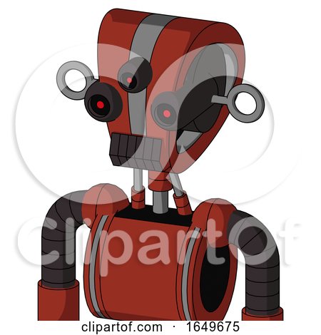 Red Automaton with Droid Head and Dark Tooth Mouth and Three-Eyed by Leo Blanchette