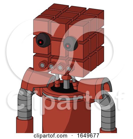 Red Automaton with Cube Head and Pipes Mouth and Red Eyed by Leo Blanchette