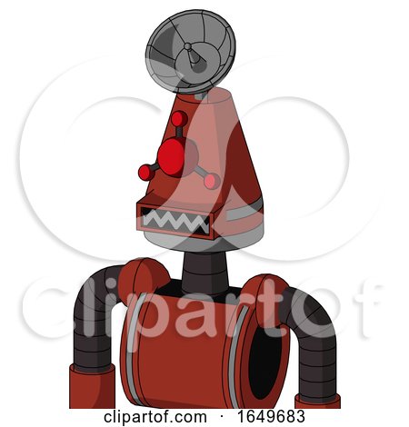 Red Automaton with Cone Head and Square Mouth and Cyclops Compound Eyes and Radar Dish Hat by Leo Blanchette