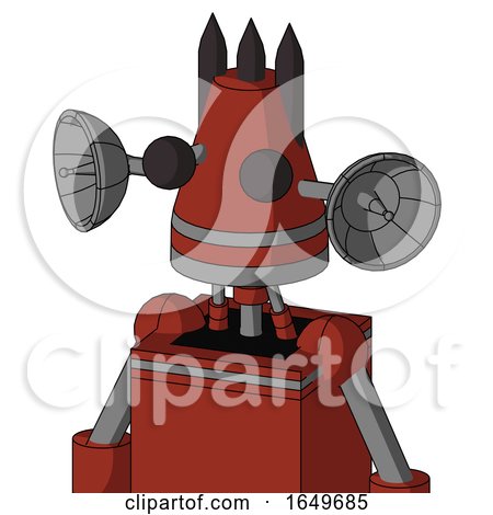 Red Automaton with Cone Head and Two Eyes and Three Dark Spikes by Leo Blanchette