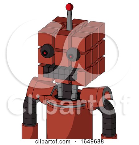 Red Automaton with Cube Head and Keyboard Mouth and Red Eyed and Single Led Antenna by Leo Blanchette