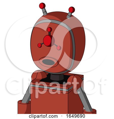 Red Automaton with Bubble Head and Round Mouth and Cyclops Compound Eyes and Double Led Antenna by Leo Blanchette