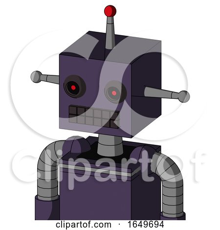 Purple Mech with Box Head and Keyboard Mouth and Black Glowing Red Eyes and Single Led Antenna by Leo Blanchette