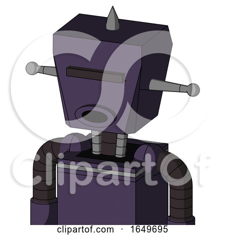 Purple Mech with Box Head and Round Mouth and Black Visor Cyclops and Spike Tip by Leo Blanchette