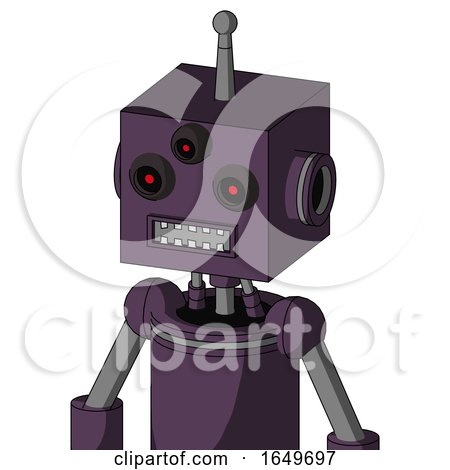 Purple Mech with Box Head and Square Mouth and Three-Eyed and Single Antenna by Leo Blanchette