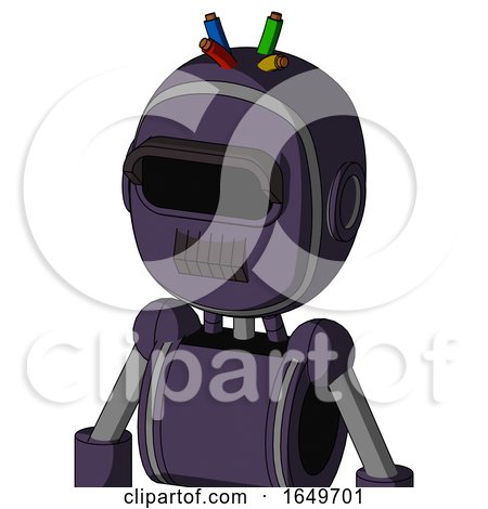 Purple Mech with Bubble Head and Dark Tooth Mouth and Black Visor Eye and Wire Hair by Leo Blanchette