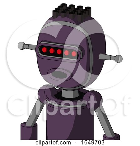 Purple Mech with Bubble Head and Round Mouth and Visor Eye and Pipe Hair by Leo Blanchette