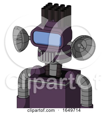 Purple Mech with Cone Head and Vent Mouth and Large Blue Visor Eye and Pipe Hair by Leo Blanchette