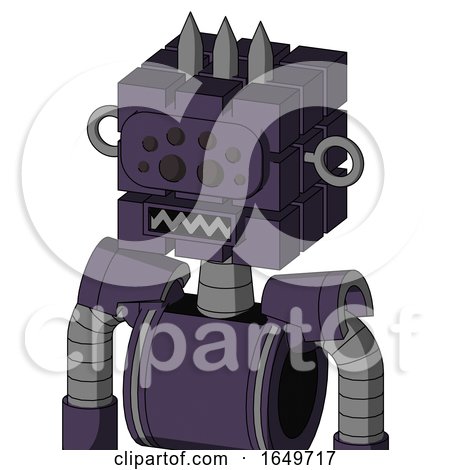 Purple Mech with Cube Head and Square Mouth and Bug Eyes and Three Spiked by Leo Blanchette