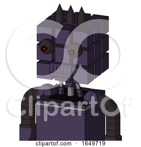 Purple Mech with Cube Head and Toothy Mouth and Red Eyed and Three Dark Spikes by Leo Blanchette