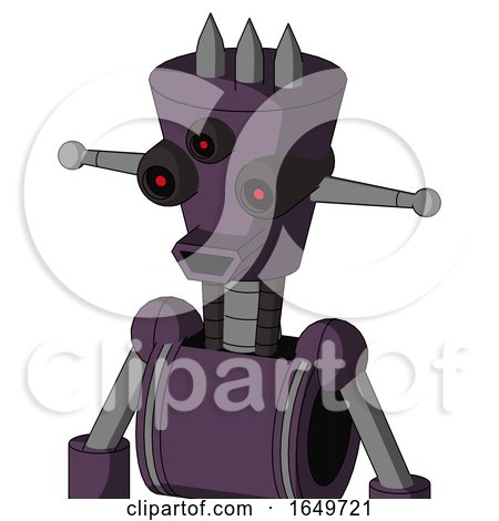 Purple Mech with Cylinder-Conic Head and Happy Mouth and Three-Eyed and Three Spiked by Leo Blanchette