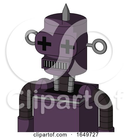 Purple Mech with Cylinder Head and Square Mouth and Plus Sign Eyes and Spike Tip by Leo Blanchette