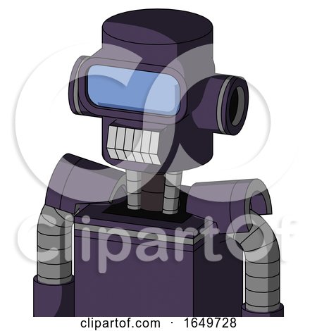 Purple Mech with Cylinder Head and Teeth Mouth and Large Blue Visor Eye by Leo Blanchette