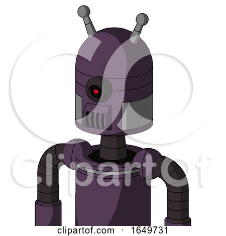 Purple Mech with Dome Head and Speakers Mouth and Black Cyclops Eye and Double Antenna by Leo Blanchette