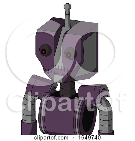 Purple Mech with Mechanical Head and Toothy Mouth and Red Eyed and Single Antenna by Leo Blanchette