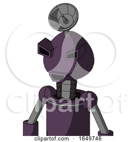 Purple Mech with Rounded Head and Happy Mouth and Angry Eyes and Radar Dish Hat by Leo Blanchette